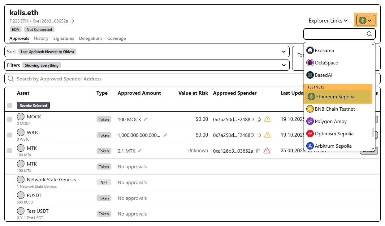 Testnet Approvals